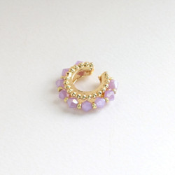 Earcuff tejido en cristales color Lila perspectiva 1