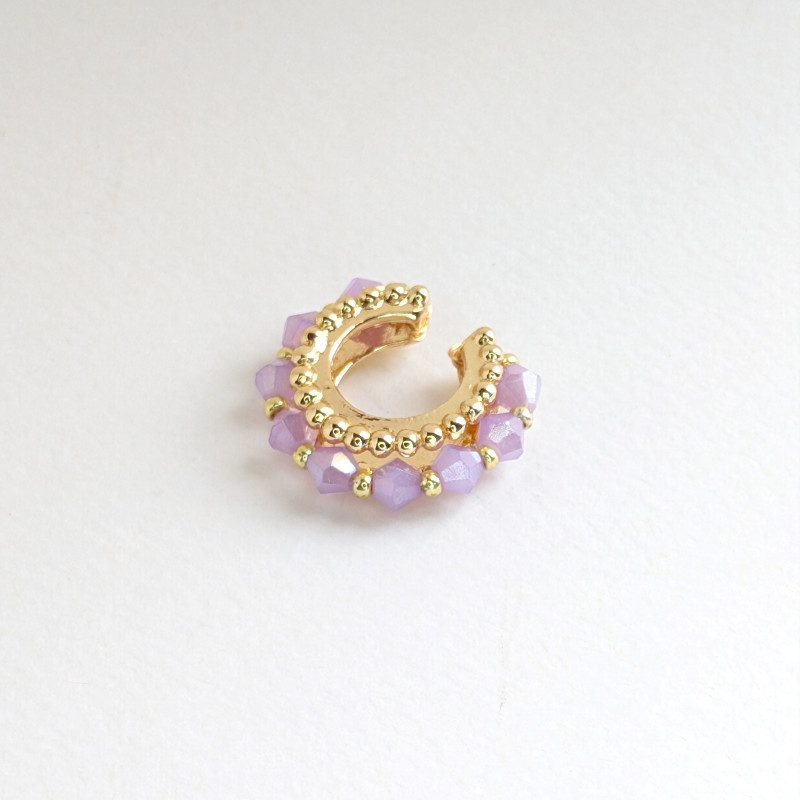 Earcuff tejido en cristales color Lila perspectiva 1 Earcuff tejido en cristales color Lila perspectiva 1