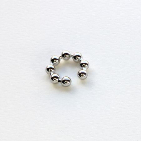 Earcuff cover esferas color Plateado perspectiva 1