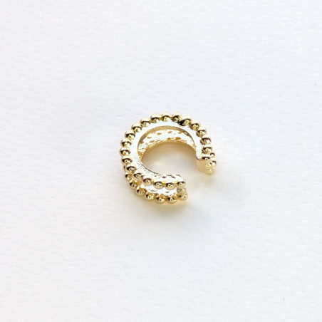 Earcuff cover mini esferas doble línea color Dorado perspectiva 1