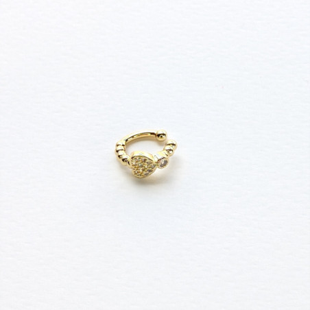 Earcuff cover gold corazón blanco perspectiva 1