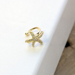 Earcuff cover gold estrella de mar circones blancos perspectiva 4