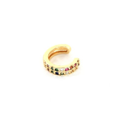 Earcuff cover gold doble línea circones colores perspectiva 1