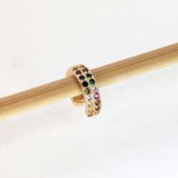 Earcuff cover gold doble línea circones colores perspectiva 3