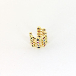 Earcuff cover gold brazalete 4 líneas circones colores perspectiva 1