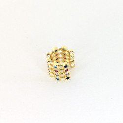 Earcuff cover gold brazalete 4 líneas circones colores perspectiva 2