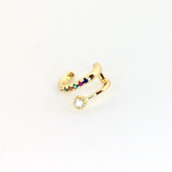 Earcuff cover gold dije y línea circones colores perspectiva 2