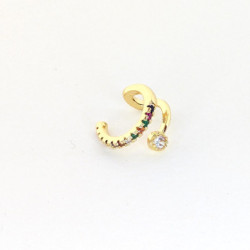 Earcuff cover gold dije y línea circones colores perspectiva 3