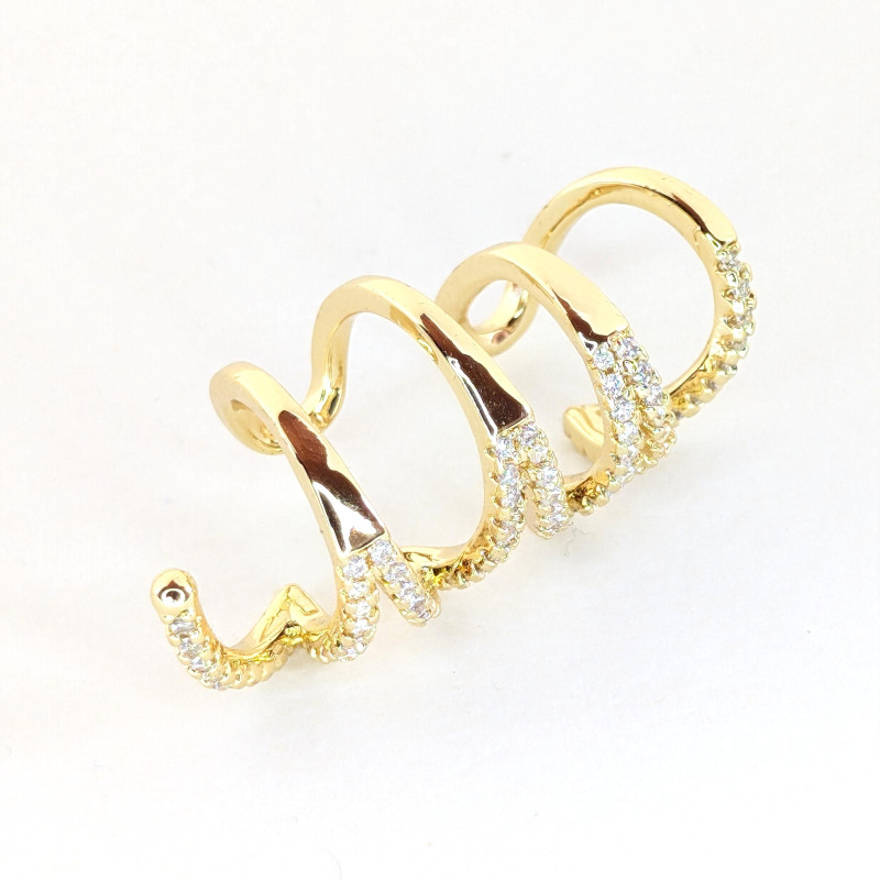 Earcuff dorado zic zac con circones blancos perspectiva 1 Earcuff dorado zic zac con circones blancos perspectiva 1