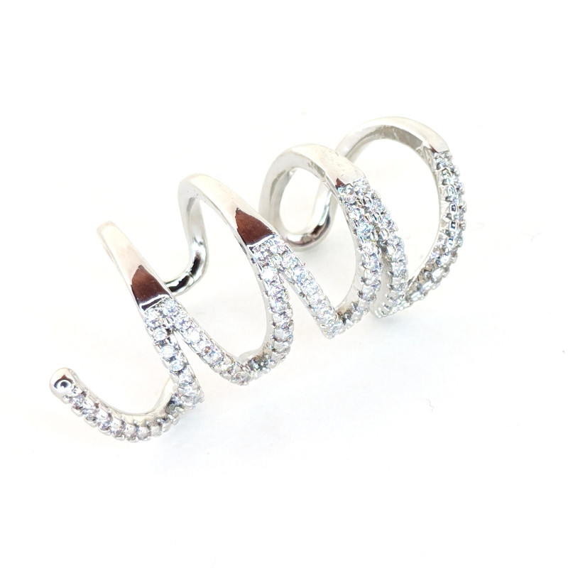 Earcuff plateado zic zac con circones blancos perspectiva 1 Earcuff plateado zic zac con circones blancos perspectiva 1