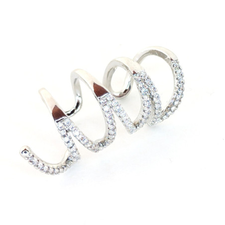 Earcuff plateado zic zac con circones blancos perspectiva 1