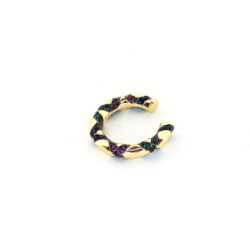 Earcuff dorado vetas con circones de colores perspectiva 1