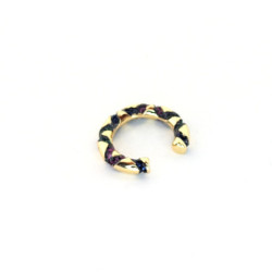 Earcuff dorado vetas con circones de colores perspectiva 2