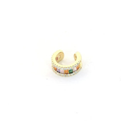 Earcuff dorado con argolla y cristales perspectiva 2