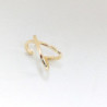 Earcuff colgante doble línea cruzado dorado perspectiva 2