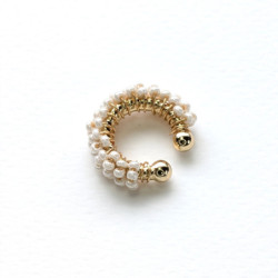 Earcuff tejido en mostacilla color Blanco perspectiva 1