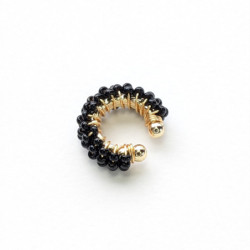 Earcuff tejido en mostacilla color Negro perspectiva 1
