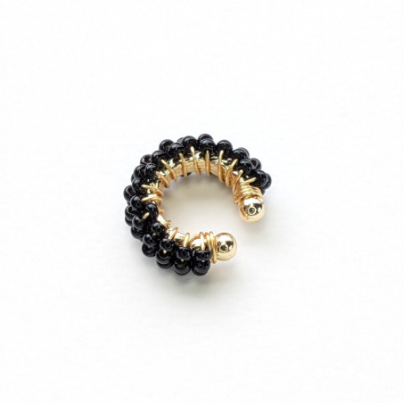 Earcuff tejido en mostacilla color Negro perspectiva 1