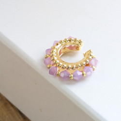 Earcuff tejido en cristales color Lila perspectiva 4