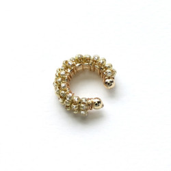 Earcuff tejido en mostacilla 1 color Dorado perspectiva 1