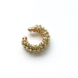 Earcuff tejido en mostacilla 1 color Dorado perspectiva 2