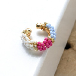 Earcuff tejido en mostacilla 3 colores perspectiva 4