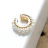 Earcuff tejido en perlas línea sencilla color Blanco perspectiva 4