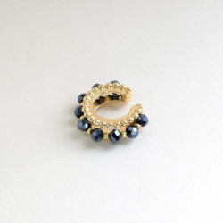 Earcuff tejido en cristales color Azul noche perspectiva 1