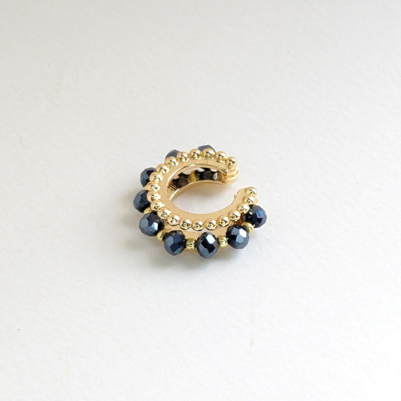 Earcuff tejido en cristales color Azul noche perspectiva 1 Earcuff tejido en cristales color Azul noche perspectiva 1