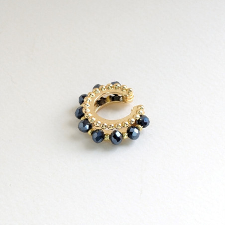 Earcuff tejido en cristales color Azul noche perspectiva 1